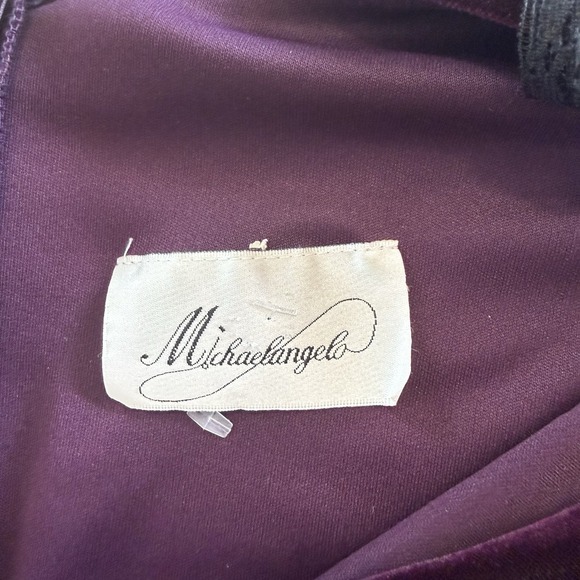 Michelangelo Plum Satin Velvet Formal Gown Womens Medium Evening Dress - Picture 2 of 8